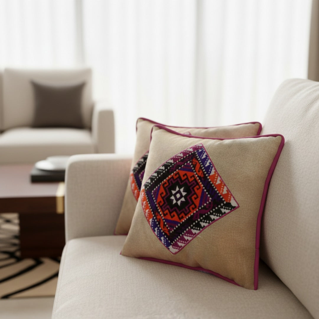 Handmade Afghani Embroidered Cushion